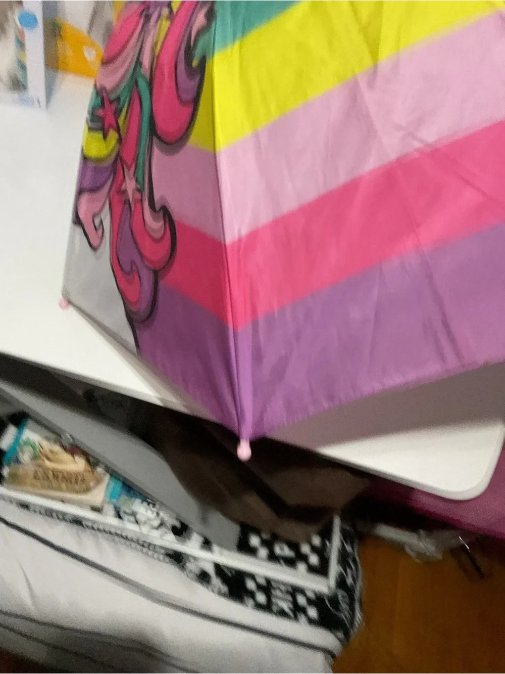 Kids Unicorn Rain Umbrella - Pink, Teal & Yellow